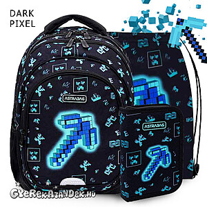 Astra ergonomikus iskolatáska, hátizsák SZETT 39 cm – Dark Pixel