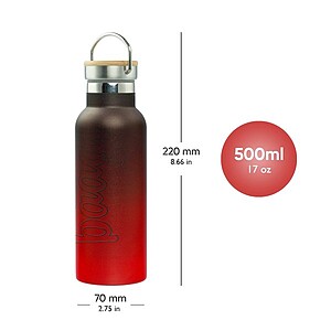 Baagl fémkulacs, termosz bambusz tetővel 500ml – Gradient red