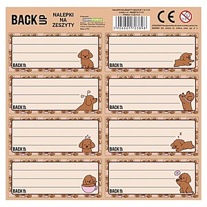 BackUp füzetcímke 8 db-os Fluffy Puppy – többféle