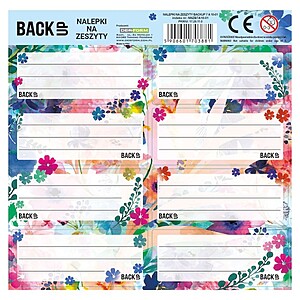 BackUp füzetcímke 8 db-os Watercolor Flowers – többféle