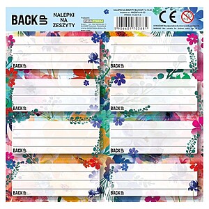 BackUp füzetcímke 8 db-os Watercolor Flowers – többféle