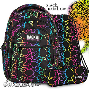 BackUp iskolatáska hátizsák SZETT – Black Rainbow