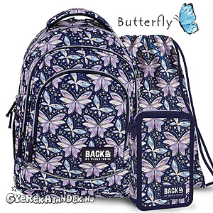 BackUp ergonomikus iskolatáska hátizsák SZETT – Butterfly