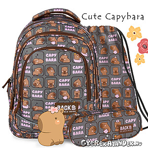 BackUp ergonomikus iskolatáska hátizsák SZETT – Cute Capybara