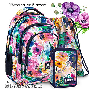 BackUp virágos iskolatáska, hátizsák SZETT – Watercolor Flowers