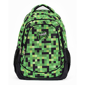 Budmil gamer iskolatáska, hátizsák – Green Pixel