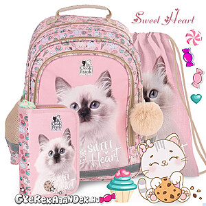 Cleo és Frank cicás iskolatáska hátizsák SZETT – Sweet Heart