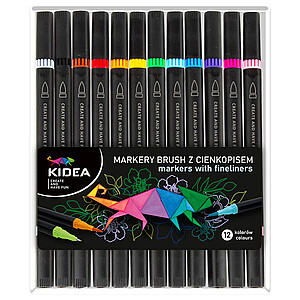 Kidea ecsetvégű filctoll készlet 12 db-os