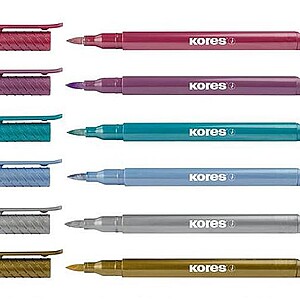 Kores ecsetvégű filctoll szett 6 db-os – Metál