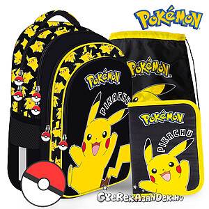 Pokemon iskolatáska, hátizsák SZETT – Pikachu Black