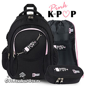 St. Right iskolatáska, hátizsák SZETT 43 cm – Pink K-pop