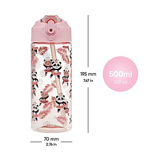 Baagl tritán kulacs 500 ml-es szívószálas – Panda Dance
