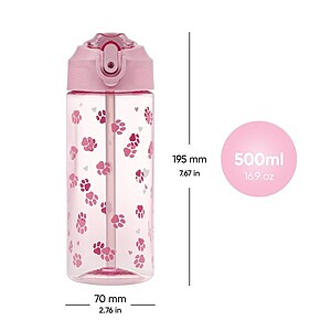 Baagl tritán kulacs 500 ml-es szívószálas – Paws