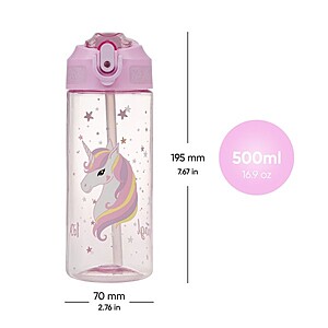 Baagl tritán kulacs 500 ml-es szívószálas – Rainbow Unicorn