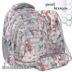 BackUp iskolatáska hátizsák SZETT – Pastel Hexagon