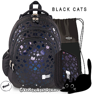 St. Right cicás iskolatáska, hátizsák SZETT- Black Cats