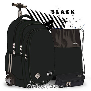 St. Right fekete gurulós iskolatáska SZETT – Black Vintage